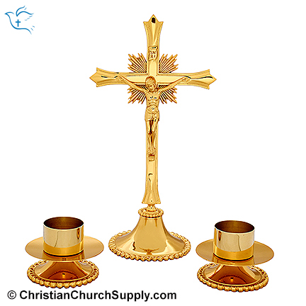 Brass Altar Set of 3 Pcs with Socket