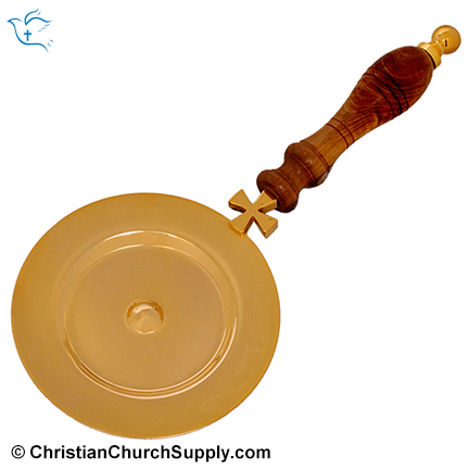 Brass Paten Crossed with Wood Handle